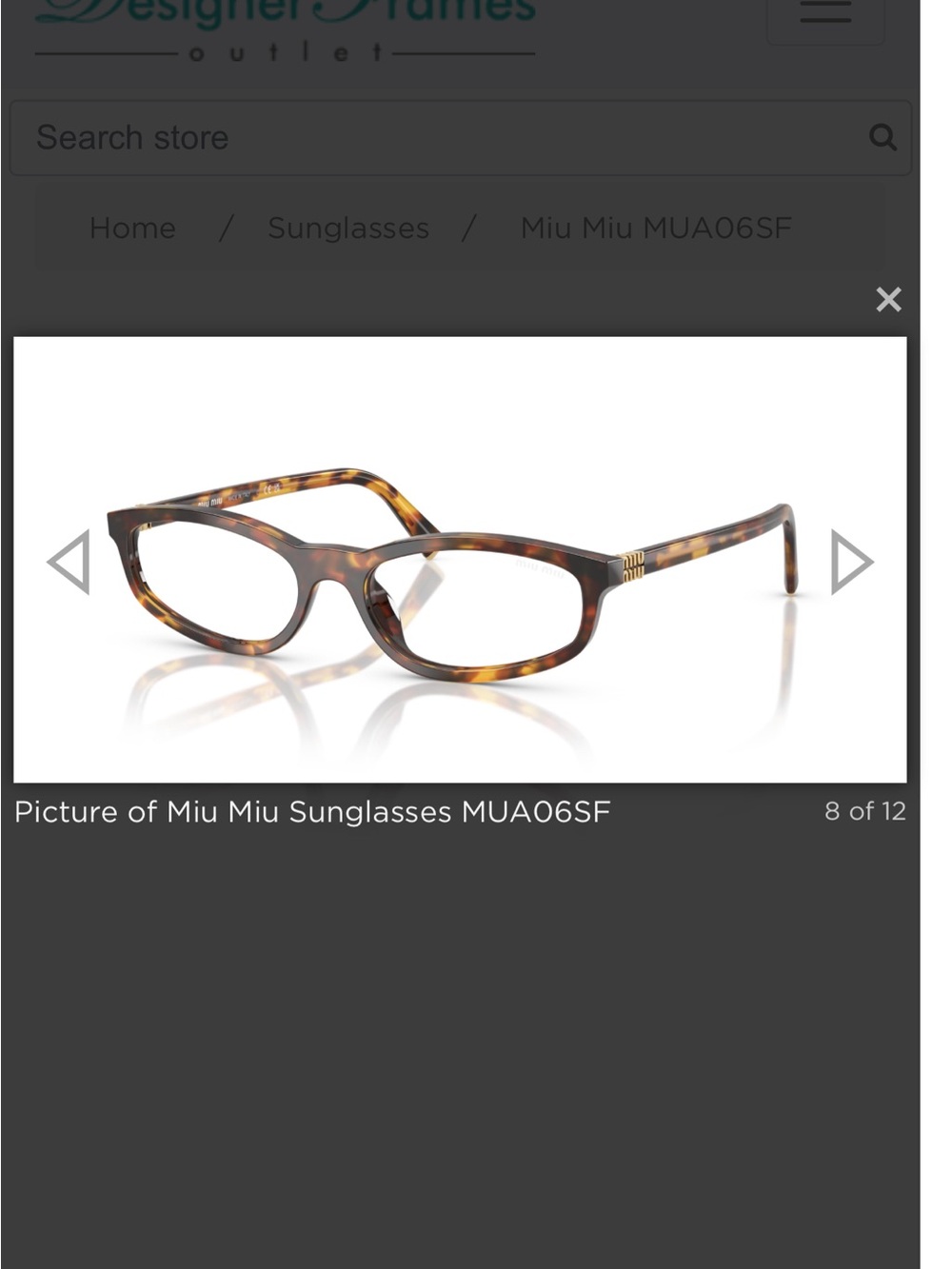 Miu Miu Brown Tortoiseshell Cat-Eye Frames
MUA06S-F